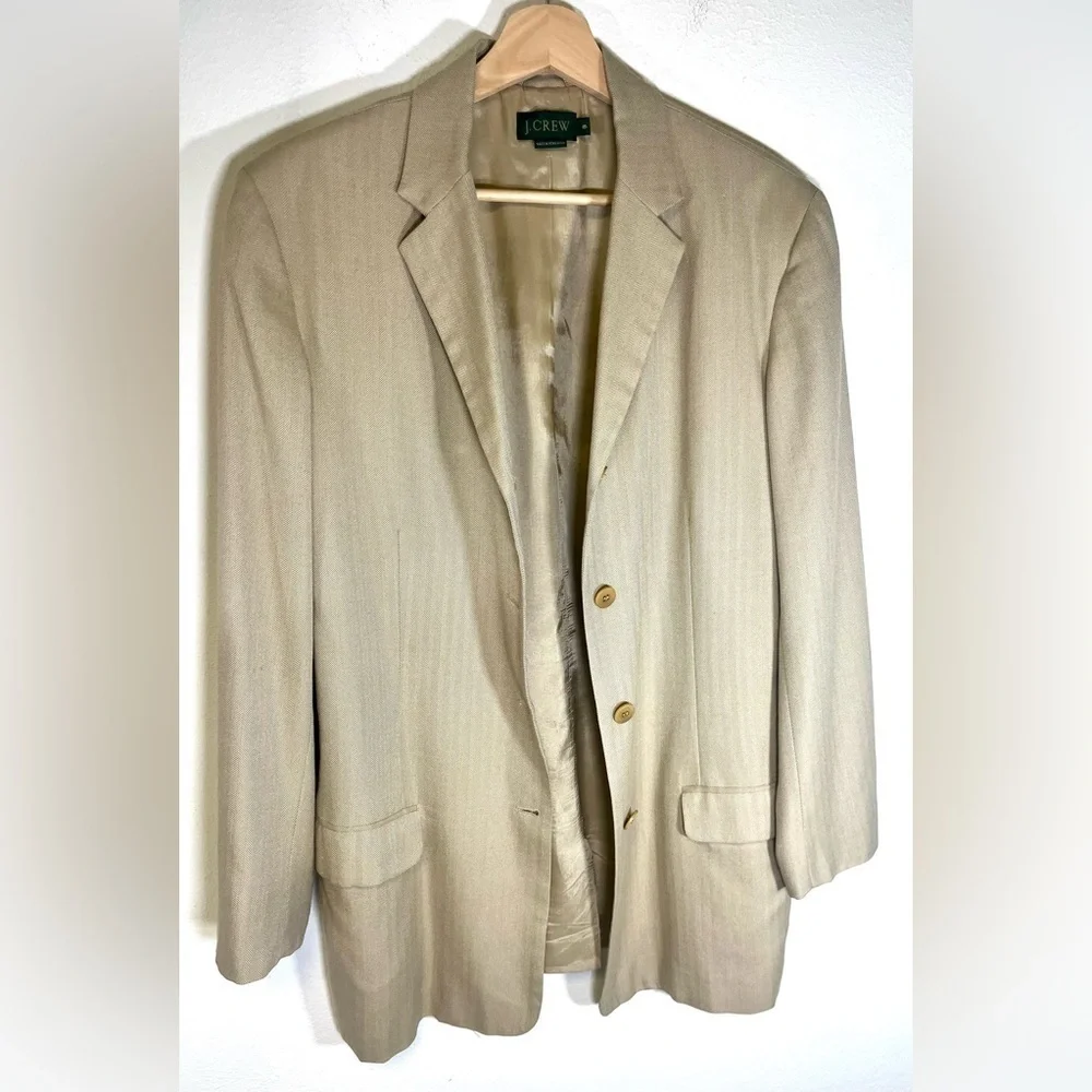 J. Crew Vintage Green Tag Wool Blend Herringbone Women’s Jacket Blazer Size 8